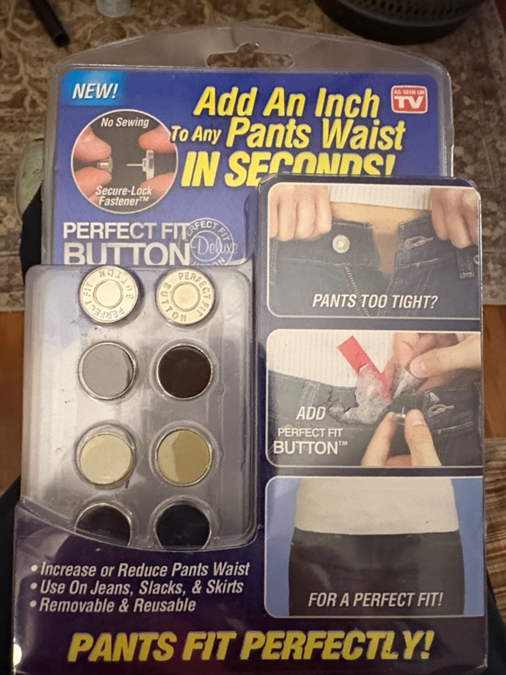 As Seen On TV Perfect Fit Button Kit - Blue, Yellow, Black, Silver